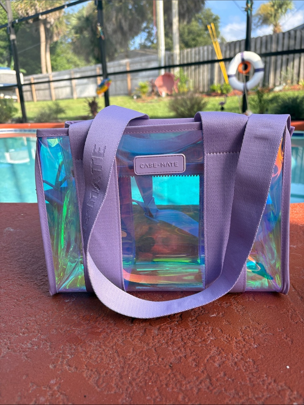 case-mate Lavender Holographic Tote with Iridescent Panels